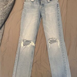 Stylish Light Blue Distressed Women's Jeans